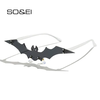 SO&EI Fashion Halloween Bat Shape One Piece Sunglasses Women Vintage Rimless Transparent Gray Eyewear Men Sun Glasses Shades
SO&EI Fashion Halloween Bat Shape One Piece Sunglasses Women Vintage Rimless Transparent Gray Eyewear Men Sun Glasses Shades