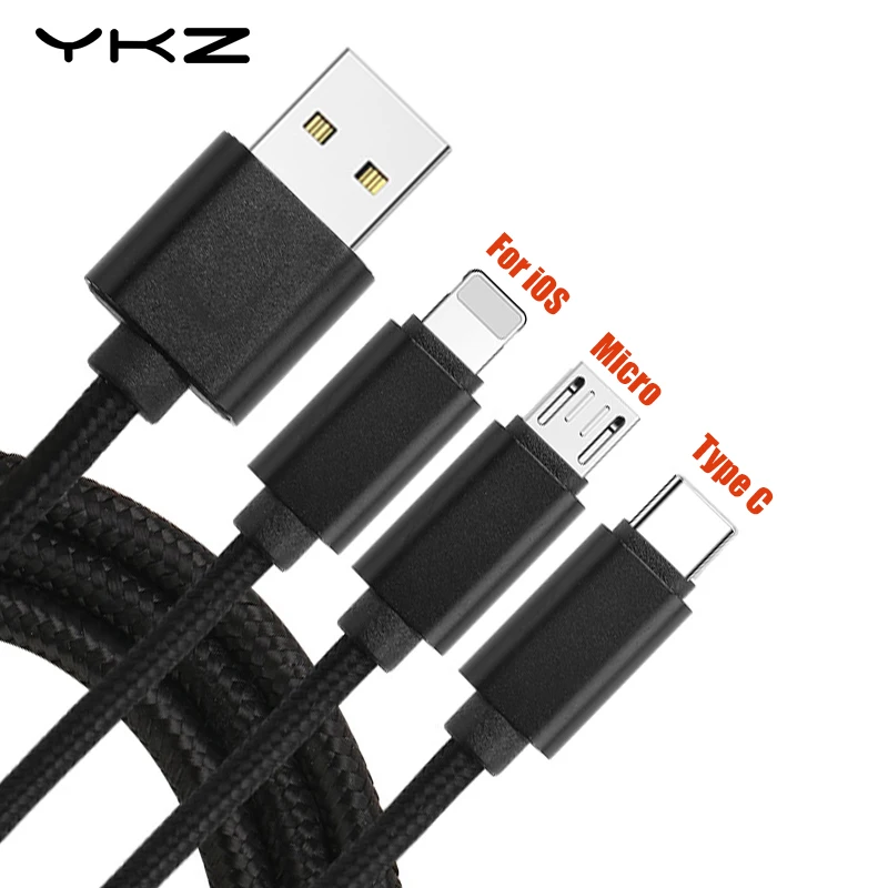 YKZ 3 in 1 3A Fast Charging USB Cable Micro USB Type C Charging Cord for Apple Samsung S9 Huawei Nylon Braided Mobile Phone Wire
YKZ 3 in 1 3A Fast Charging USB Cable Micro USB Type C Charging Cord for Apple Samsung S9 Huawei Nylon Braided Mobile Phone Wire