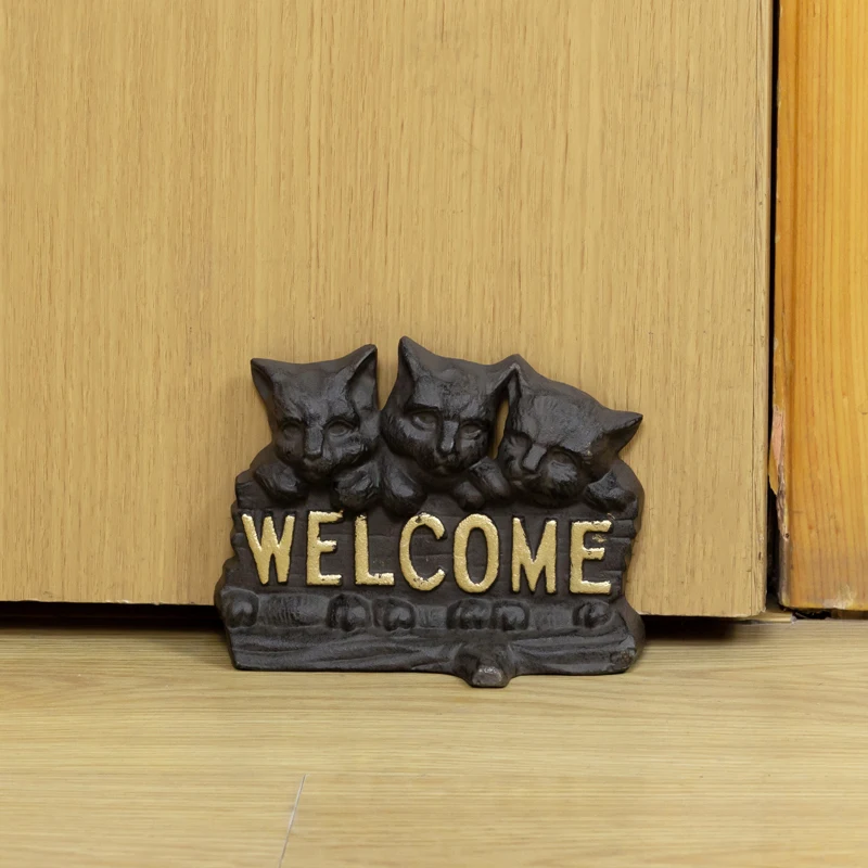 Antique Black 3 Cats Cast Iron Door Stop With Gold Welcome Signs On European Home Garden Decor Metal Animal Figurines Iron Model
Antique Black 3 Cats Cast Iron Door Stop With Gold Welcome Signs On European Home Garden Decor Metal Animal Figurines Iron Model