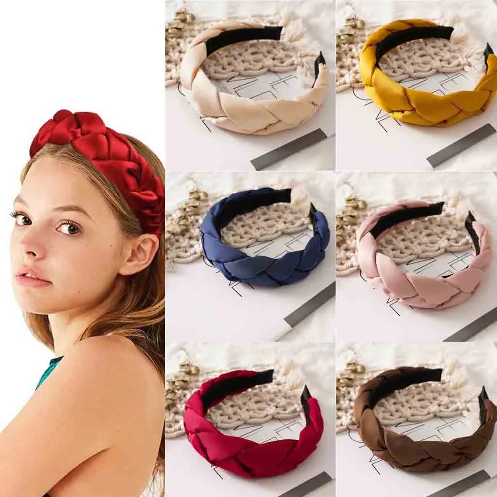 Headband Ladies Crystal Satin Woven Thicken Hair Hoop Ladies Fashion Pure Color Fabric Twist Headband Sponge Hair Hoop D3
Headband Ladies Crystal Satin Woven Thicken Hair Hoop Ladies Fashion Pure Color Fabric Twist Headband Sponge Hair Hoop D3