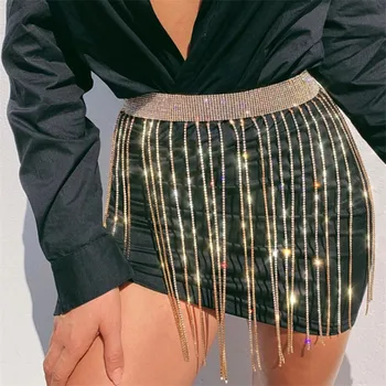 Tassel Gold Chain Belt For Women Dresses Luxury Bling Rhinestone Fringe Silver Waist Belts Female Metal Golden Dress Belt
Tassel Gold Chain Belt For Women Dresses Luxury Bling Rhinestone Fringe Silver Waist Belts Female Metal Golden Dress Belt