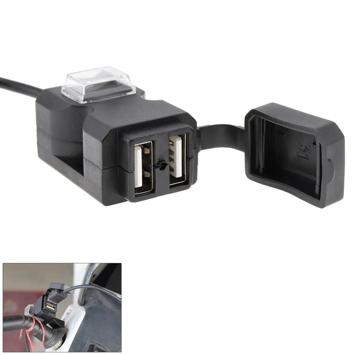 

Motorcycle Handlebar Charger Dual USB Port 12V Waterproof Motorbike 5V 1A/2.1A Adapter Power Supply Socket for Phone Mobile