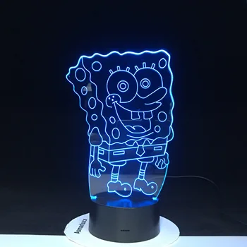 

SpongeBob SquarePants Night light for Kid Bedroom Battery Powered Cartoon 3d Night Lamp for Children Cool Led Nightlight 2401