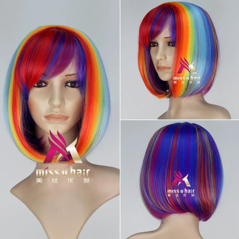 Halloween Costumes Cosplay Wigs for Black Women White Womans Color Rainbow Bob Synthetic Hairs with Bangs Natural Party+wig cap
Halloween Costumes Cosplay Wigs for Black Women White Womans Color Rainbow Bob Synthetic Hairs with Bangs Natural Party+wig cap