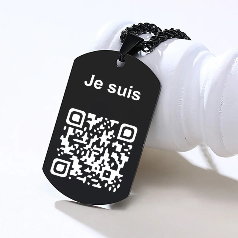 Personalized Stainless Steel Men's Dogtag Necklace Custom QR Code Pendant 24" Chain
Personalized Stainless Steel Men's Dogtag Necklace Custom QR Code Pendant 24" Chain