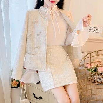 Comelsexy 2020 Women's Autumn New Elegant Round Neck Diamond-studded Woolen Coat + High Waist Skirt Two-piece Sets
Comelsexy 2020 Women's Autumn New Elegant Round Neck Diamond-studded Woolen Coat + High Waist Skirt Two-piece Sets