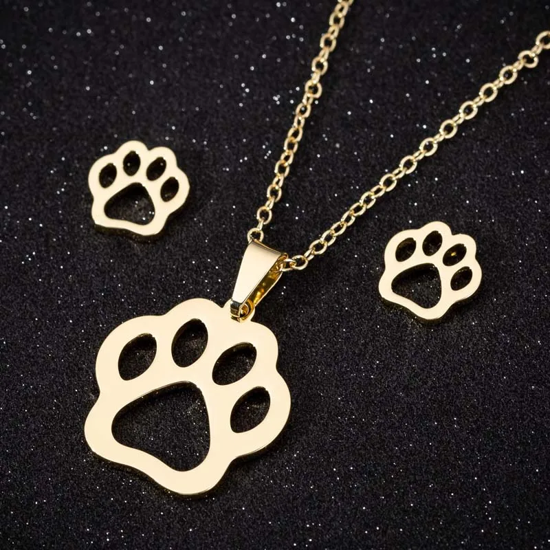 Hfarich Изящные серьги гвоздики в виде лап животного Мишка кошка собаки ожерелья