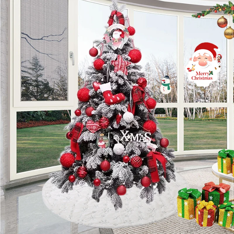 1pc White Christmas Tree Skirt Plush Faux Fur Carpet Xmas Floor Mat Ornaments Wedding Birthday New Year Christmas Tree Decor