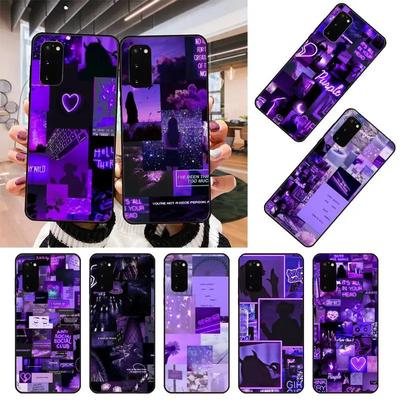 Фиолетовый чехол для телефона с надписью Love в эстетическом стиле Samsung Galaxy S9 S9plus S20
