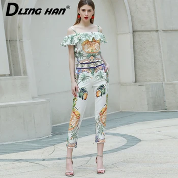 LINGHAN Fashion Print Set Elegant Petal Sleeve Slash neck Short Tops + High waist Pencil Ankle-Length Pants Two-piece set
LINGHAN Fashion Print Set Elegant Petal Sleeve Slash neck Short Tops + High waist Pencil Ankle-Length Pants Two-piece set