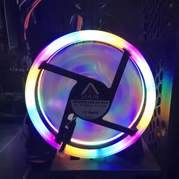 LED fan 12cm silent internal and external luminous computer cooling fan case