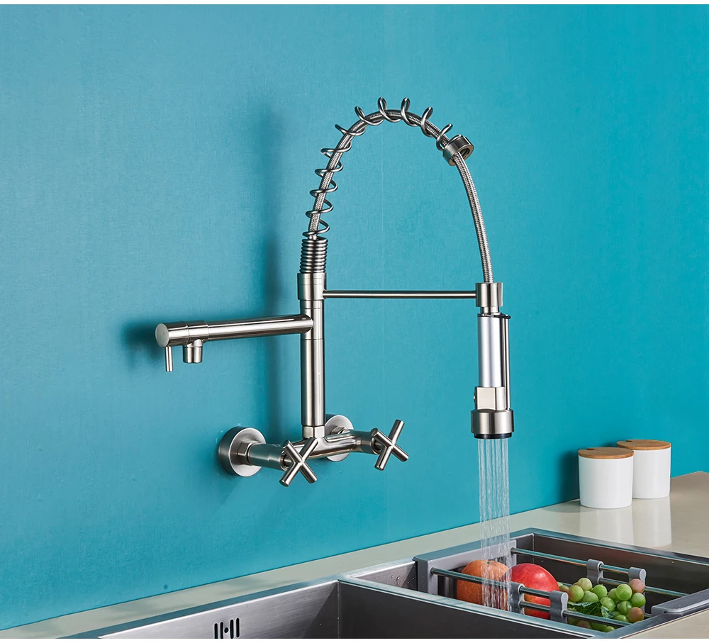 Generic Chrome Spring Kitchen Faucet 360 Rotation Pull Down Hand Sprayer With Buckle Kitchen
