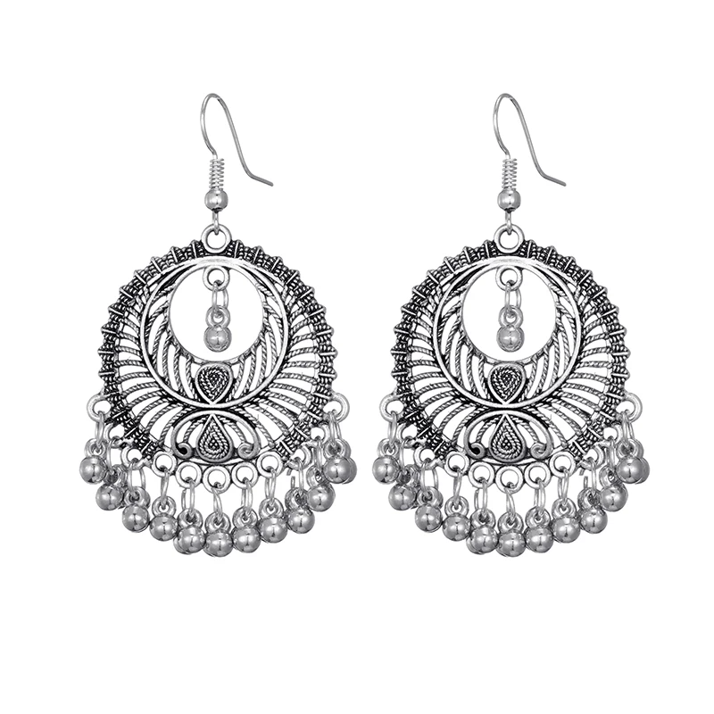 Vintage Drop Dangle Earrings for Women Fashion Jewelry boucle d’oreille Handmade Beads Hollow Ethnic Indian Earrings Brincos