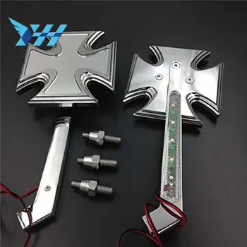 Motorcycle LED Turn Signal Integrated Side Rearview Mirrors Maltese Cross Chrome For Honda For Kawasaki For Suzuki For Yamaha 
Motorcycle LED Turn Signal Integrated Side Rearview Mirrors Maltese Cross Chrome For Honda For Kawasaki For Suzuki For Yamaha