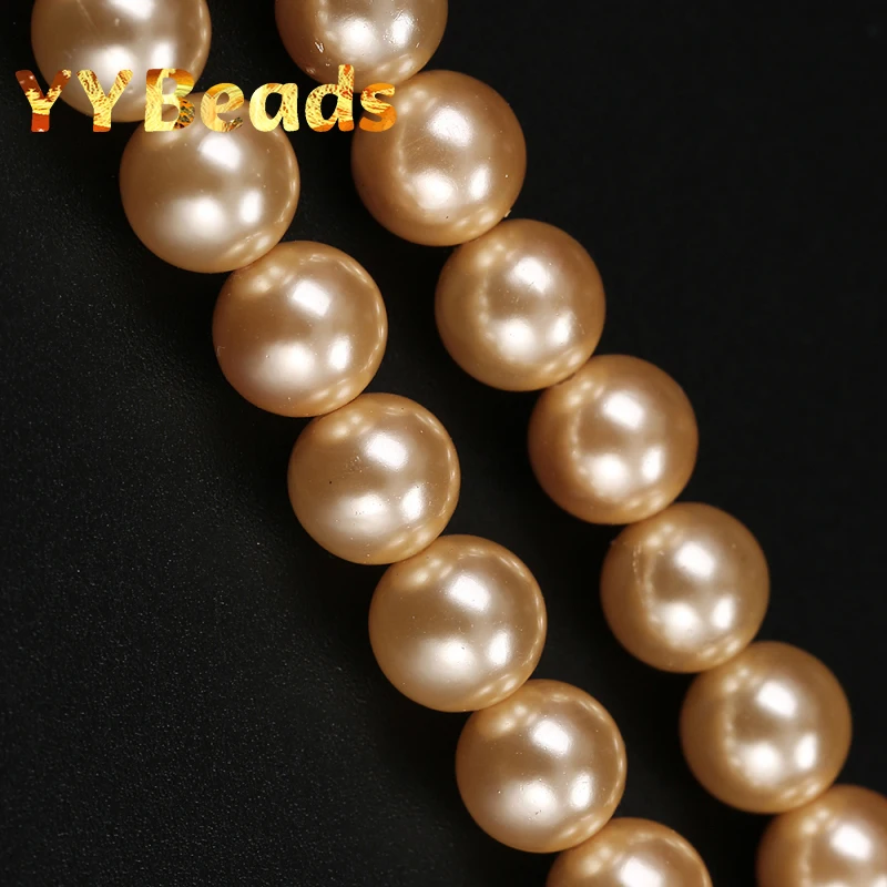 

5A Quality Natural Gold Seashell Pearls Beads 4-12mm Round Loose Beads For Jewelry Making DIY Charm Necklaces Earrings Wholesale