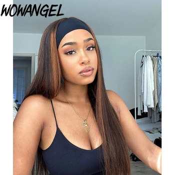 

Wowangel 180% Density Highlight Straight HeadBand Wigs Full Machine Made Wig Gluless Brazilian Remy Human Hair For Black Women