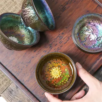 

Colorful Inlaid silver kiln turned ceramic tea Cup Kung Fu teaset Small Porcelain Teapot Teacup Tea Accessories Drinkware