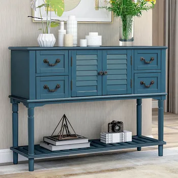 Sideboard Console Table Shutter Door Retro Home Restaurant Decor Storage Organizer With 4 Drawers Elegant Entrance Hall Cabinet
Sideboard Console Table Shutter Door Retro Home Restaurant Decor Storage Organizer With 4 Drawers Elegant Entrance Hall Cabinet