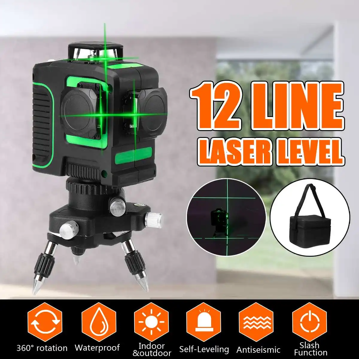12 Lines Green Laser Level 3D 360 Degre Self-Leveling Horizontal And Vertical Cross Lines Green Laser Line With Tripod Battery
12 Lines Green Laser Level 3D 360 Degre Self-Leveling Horizontal And Vertical Cross Lines Green Laser Line With Tripod Battery