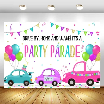Drive By Birthday Parade Backdrop Honk Wave Car Girl Pink 1st Birthday Photography Background Balloon Confetti Decor Supplies
Drive By Birthday Parade Backdrop Honk Wave Car Girl Pink 1st Birthday Photography Background Balloon Confetti Decor Supplies