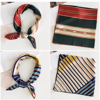 2020 Silk Scarf Women Small Soft Squares Decorative Head Scarf Multicolor Stripe Print Kerchief Neck Wrap Print Squares Scarf
2020 Silk Scarf Women Small Soft Squares Decorative Head Scarf Multicolor Stripe Print Kerchief Neck Wrap Print Squares Scarf