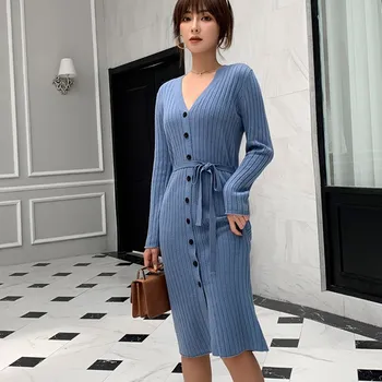 Fall Winter Women Korea Long Sleeve V-Neck Knitted Cardigans Casual With Belt Long Sweater Cashmere Wool Slim Coat 
Fall Winter Women Korea Long Sleeve V-Neck Knitted Cardigans Casual With Belt Long Sweater Cashmere Wool Slim Coat