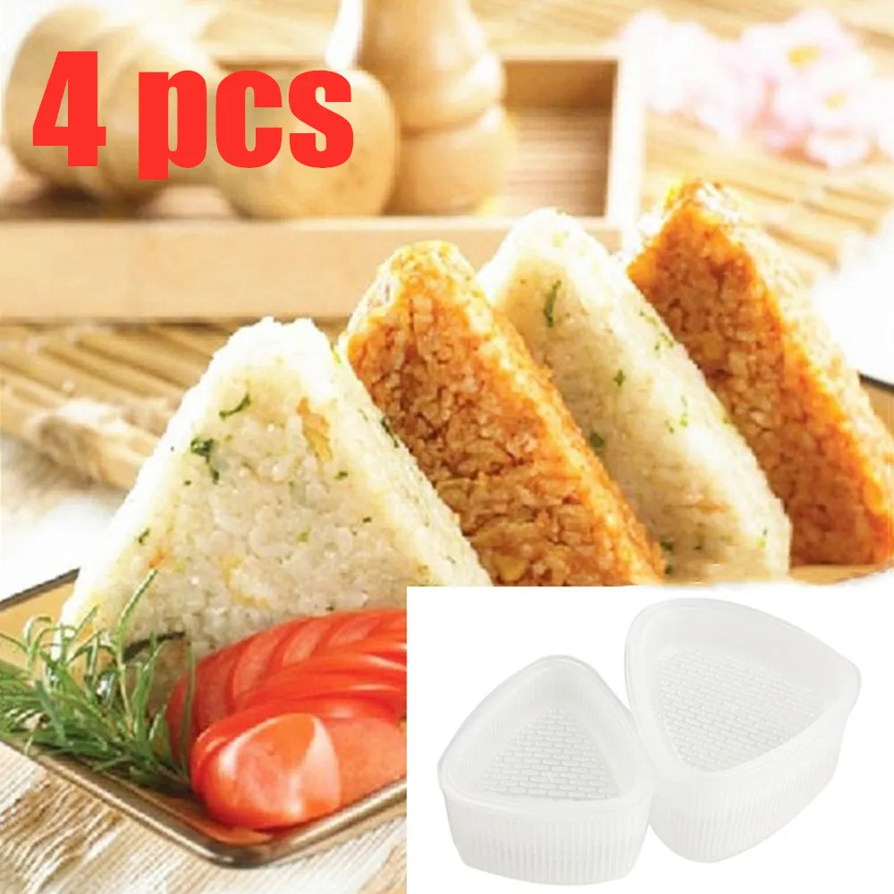 

4 Pcs Practical Kitchen Bento Decorating Sushi Onigiri Mold Food Press Triangular Form Rice Ball Maker Transparent DIY Tool