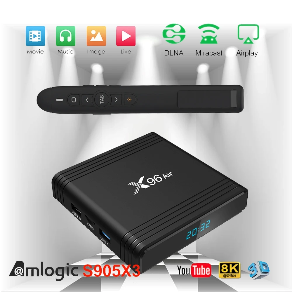 X96 Air Android TV Box Android 9.0 Amlogic S905X3 Smart TV Box 4K Android Box 4GB 64GB X96Air Quad Core 2.4G&5G Wifi BT4.1 H.265
X96 Air Android TV Box Android 9.0 Amlogic S905X3 Smart TV Box 4K Android Box 4GB 64GB X96Air Quad Core 2.4G&5G Wifi BT4.1 H.265