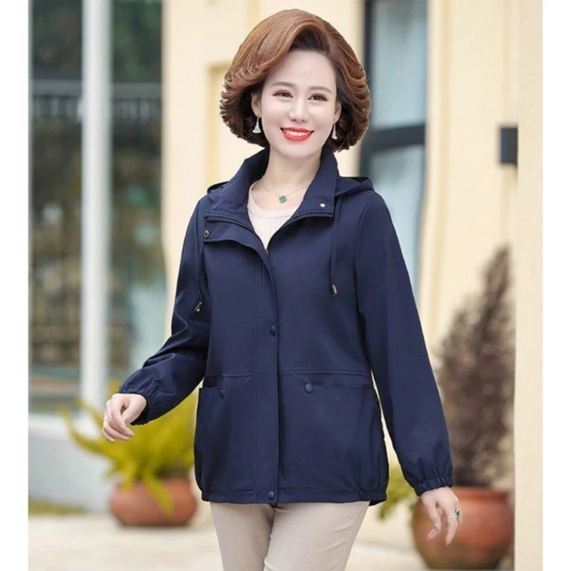 

Women New Windbreaker Jacket 2024 Tops Spring Autumn Models 40-Year-Old Middle-Aged Mother With Lining Coat Female 622