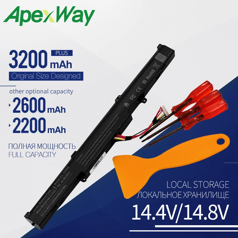 Apexway 4 Cells A41-X550E Laptop Battery for ASUS X450 X450E X450J X450JF X751M X751MA X751L X750JA A450J A450JF A450E
Apexway 4 Cells A41-X550E Laptop Battery for ASUS X450 X450E X450J X450JF X751M X751MA X751L X750JA A450J A450JF A450E