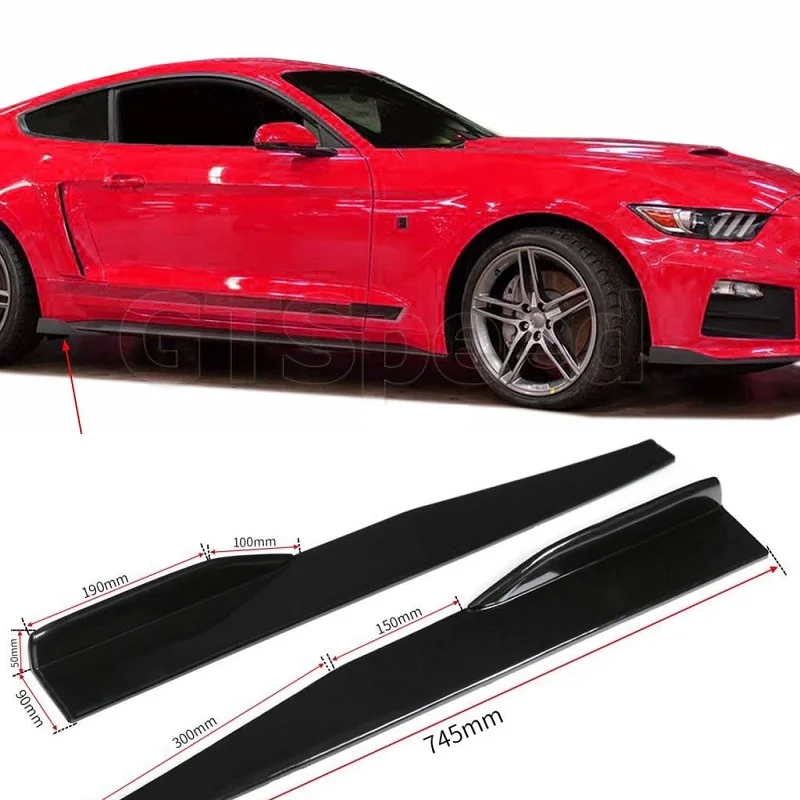 2 Pieces 75cm Car Auto Body Kit Side Skirts Extension Splitter Moulding Trim