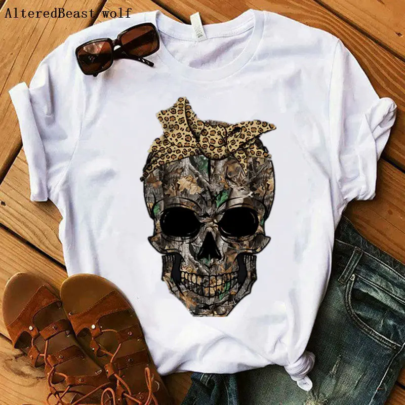 Camouflage Skull Leopard Bandana Mom T-shirt Women Funny Skull Punk T Shirt Women Fashion Casual Short Sleeve Print Mama Clothes
Camouflage Skull Leopard Bandana Mom T-shirt Women Funny Skull Punk T Shirt Women Fashion Casual Short Sleeve Print Mama Clothes