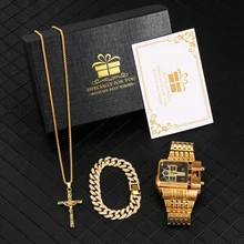 Mens Watches Luxury 2021 Reloj Para Hombre Diamond Cross Necklace Bracelet Gift Set for Men Stainless Steel Quartz Watch for Men
Mens Watches Luxury 2021 Reloj Para Hombre Diamond Cross Necklace Bracelet Gift Set for Men Stainless Steel Quartz Watch for Men