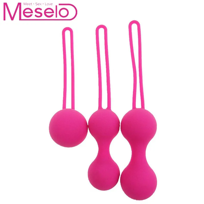 

Meselo 3 in 1 Pink Silicone Gourd Shape Kegel Balls Vaginal Tight Ball Exercise Beads Sex Toys For Woman Masturbator Geisha Ball