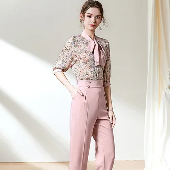 2 Piece Sets Womens Outfits Summer 2020 Floral Patchwork Stand Collar Bow Blouse Top + Pink Straight Lady Pant Suits Female S-XL
2 Piece Sets Womens Outfits Summer 2020 Floral Patchwork Stand Collar Bow Blouse Top + Pink Straight Lady Pant Suits Female S-XL