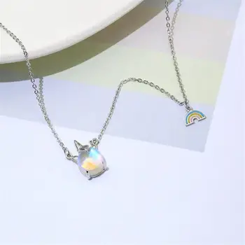 925 Sterling Silver Necklace Women Unicorn Moonstone Rainbow Fashion Chain Fine Jewelry Simple Necklaces & Pendants 925-131
925 Sterling Silver Necklace Women Unicorn Moonstone Rainbow Fashion Chain Fine Jewelry Simple Necklaces & Pendants 925-131