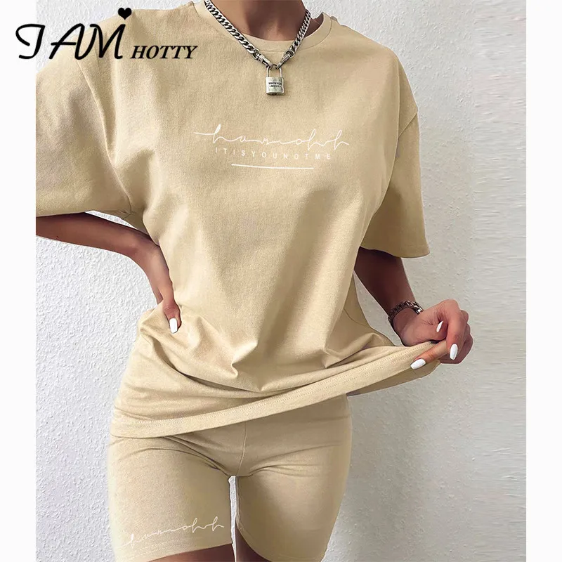IAMHOTTY Letter Print Basic Solid Oversized Tshirt Shorts Two Piece Set Women Casual Outfits Lounge Wear Jogging Femme Tracksuit
IAMHOTTY Letter Print Basic Solid Oversized Tshirt Shorts Two Piece Set Women Casual Outfits Lounge Wear Jogging Femme Tracksuit