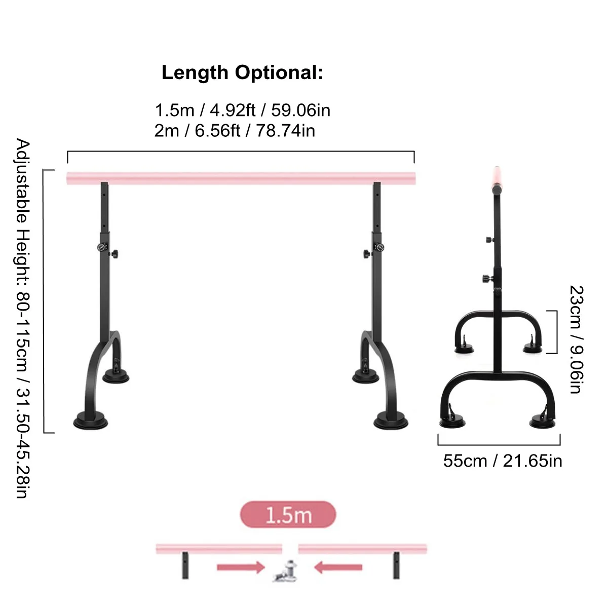Adjustable Height Indoor Horizontal Bar 1.5/2M Steel Ballet Dance Barre Bar Home Gym Fitness Freestanding Equipment Gymnastics Adjustable Height Indoor Horizontal Bar 1.5/2M Steel Ballet Dance Barre Bar Home Gym Fitness Freestanding Equipment Gymnastics