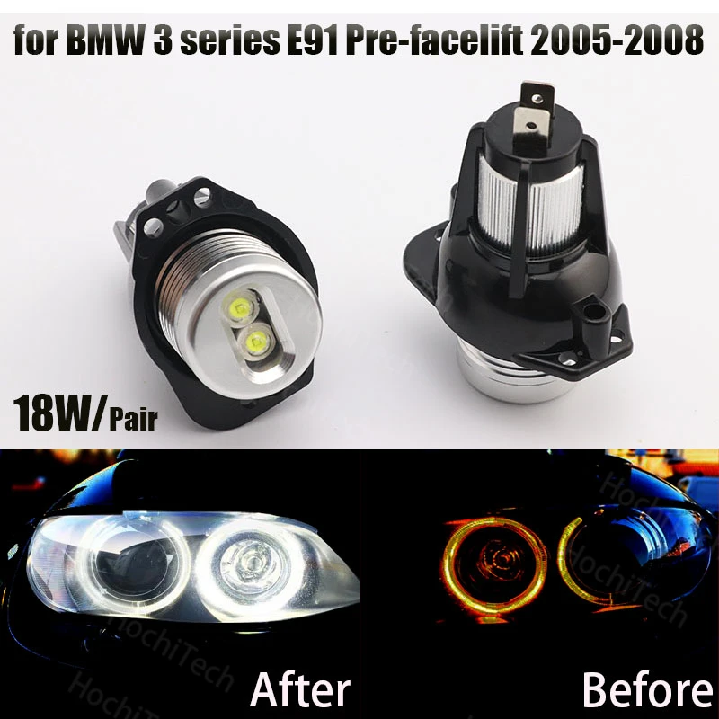 

2Pcs 18W Angel Eyes LED Marker White for BMW 3 series E91 Pre-facelift 2005-2008 LED Car External Light