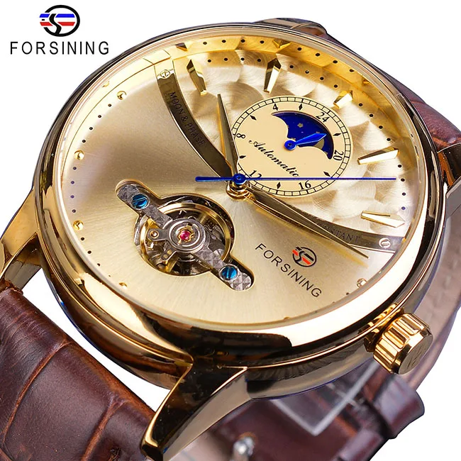 Forsining Moon Phase Automatic Watch Royal Men Golden Waterproof Mechanical Wristwatch Casual Genuine Leather Tourbillon Clock
Forsining Moon Phase Automatic Watch Royal Men Golden Waterproof Mechanical Wristwatch Casual Genuine Leather Tourbillon Clock