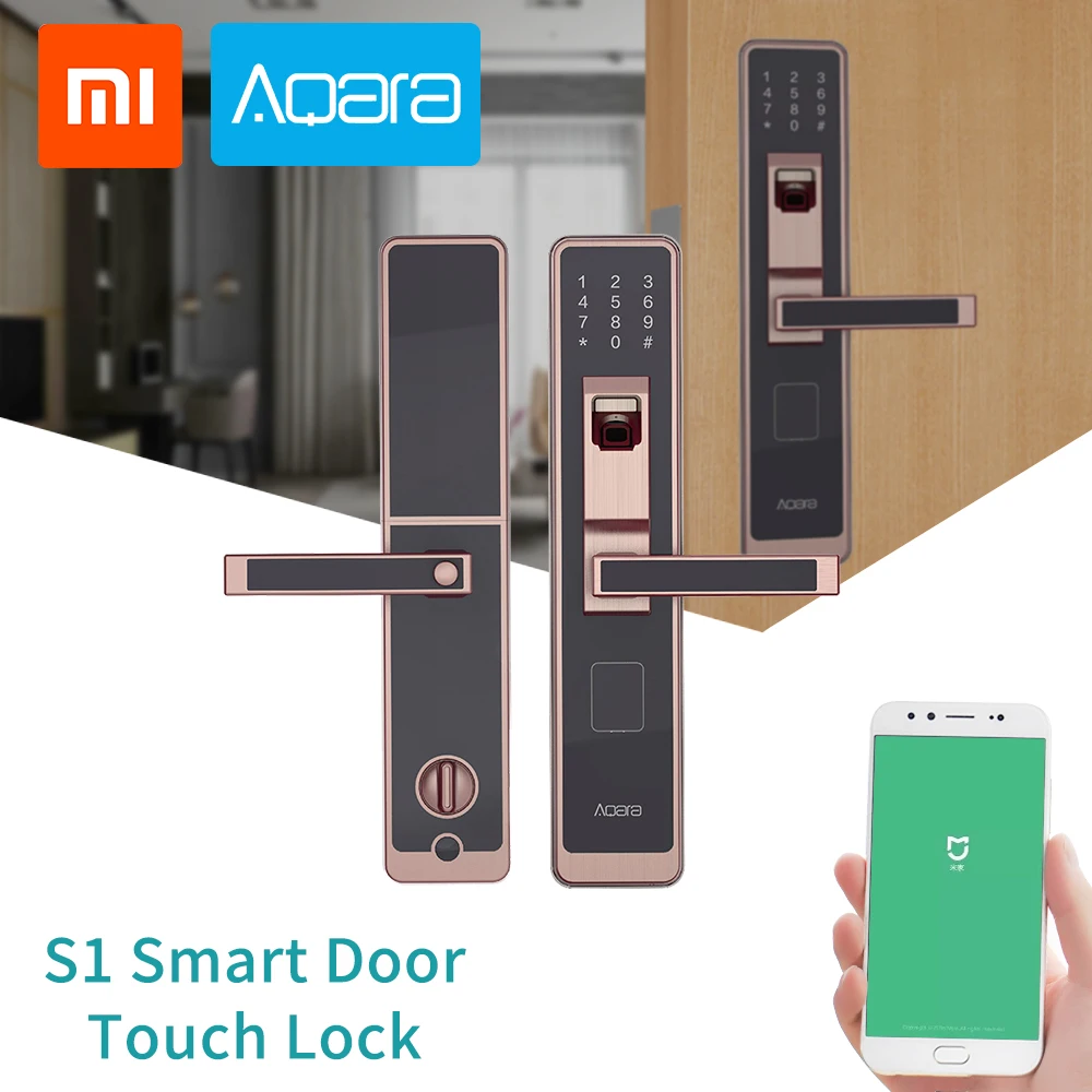 

Aqara S1 Smart Door Touch Lock ZigBee Connection For Home Security Anti-Peeping Design Support IOS Android Password Fingerprint