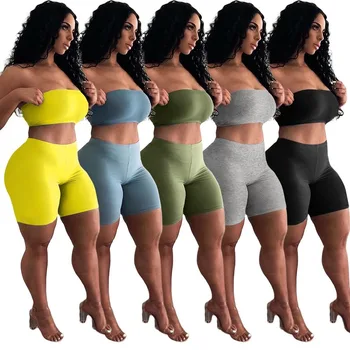 Women Solid Color Two Piece Set Strapless Crop Tops Shorts Jogger Sweatpants Sexy Night Club Suit Tracksuit Matching Set Outfit
Women Solid Color Two Piece Set Strapless Crop Tops Shorts Jogger Sweatpants Sexy Night Club Suit Tracksuit Matching Set Outfit