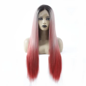 Fashion Red Wig Black Roots Long Straight Ombre Synthetic Wig with Middle Part Glueless Lace Front Wigs for Women 24 inches
Fashion Red Wig Black Roots Long Straight Ombre Synthetic Wig with Middle Part Glueless Lace Front Wigs for Women 24 inches