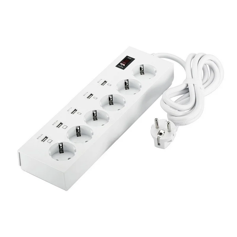 Electrical Socket EU Plug 4 AC EU Outlet Flame Retardant Power Strip with 5V 2.4A 6USB Charging Power Board 1.8M Extension Cord
Electrical Socket EU Plug 4 AC EU Outlet Flame Retardant Power Strip with 5V 2.4A 6USB Charging Power Board 1.8M Extension Cord