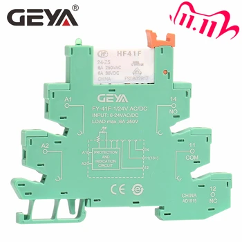 GEYA Slim Relay Module Protection Circuit 6A Relay 12VDC/AC or 24VDC/AC Relay Socket 6.2mm thickness
GEYA Slim Relay Module Protection Circuit 6A Relay 12VDC/AC or 24VDC/AC Relay Socket 6.2mm thickness