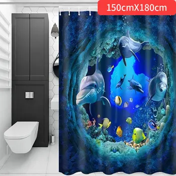 Waterproof Shower Curtain Hooks Toilet Bathroom Sea Dolphin Polyester Fiber Curtains Decoration Blue Ocean Bathroom Curtain
Waterproof Shower Curtain Hooks Toilet Bathroom Sea Dolphin Polyester Fiber Curtains Decoration Blue Ocean Bathroom Curtain