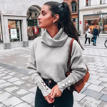 Fall Women Solid Turtleneck Sweater Button Warm Long Sleeve Plus Size Pullovers Jumper Loose Knitted Casual Sweaters
Fall Women Solid Turtleneck Sweater Button Warm Long Sleeve Plus Size Pullovers Jumper Loose Knitted Casual Sweaters