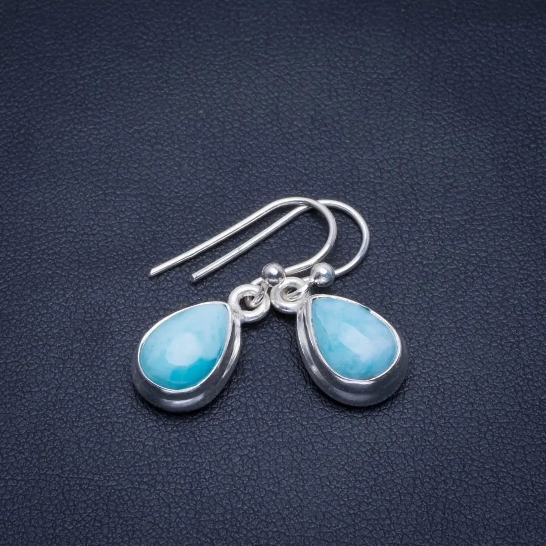 Natural Caribbean Larimar Handmade Unique 925 Sterling Silver Earrings 1" B2818
Natural Caribbean Larimar Handmade Unique 925 Sterling Silver Earrings 1" B2818