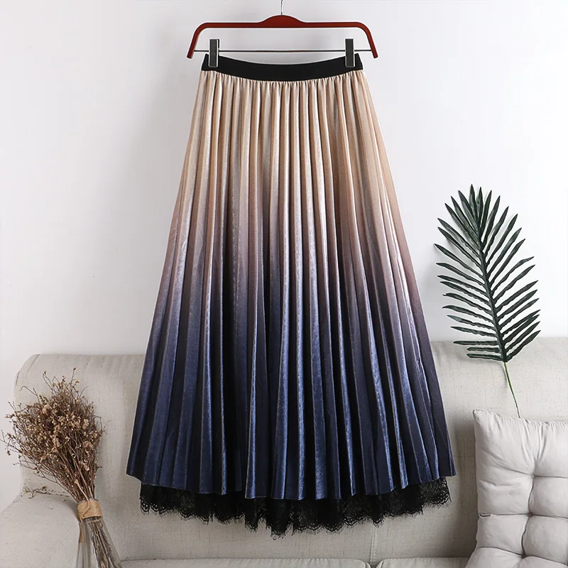 Autumn Winter New 2020 Elastic High Waist Woman Skirt Riversible Mesh Skirts Pachwork Lace Gradient Velvet Women Long Skirt
Autumn Winter New 2020 Elastic High Waist Woman Skirt Riversible Mesh Skirts Pachwork Lace Gradient Velvet Women Long Skirt