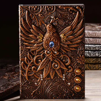 

New Diary Notebook Phoenix Handmade Embossed Leather Notebook A5 Lined Pages Birthday Anniversary Gift Writing Vintage Journal n